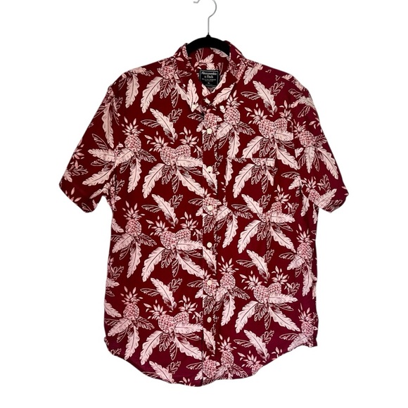 Abercrombie & Fitch Men’s Red and White Casual Button Down Hawaiian Shirt XL - Picture 1 of 7